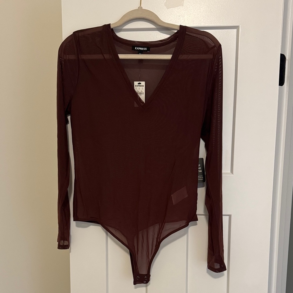 Express Brown Mesh Bodysuit - Brand New!